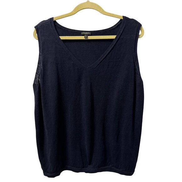 Talbots Womens Petite Linen Sleeveless Top 3XP Navy Blue vest - Picture 6 of 11
